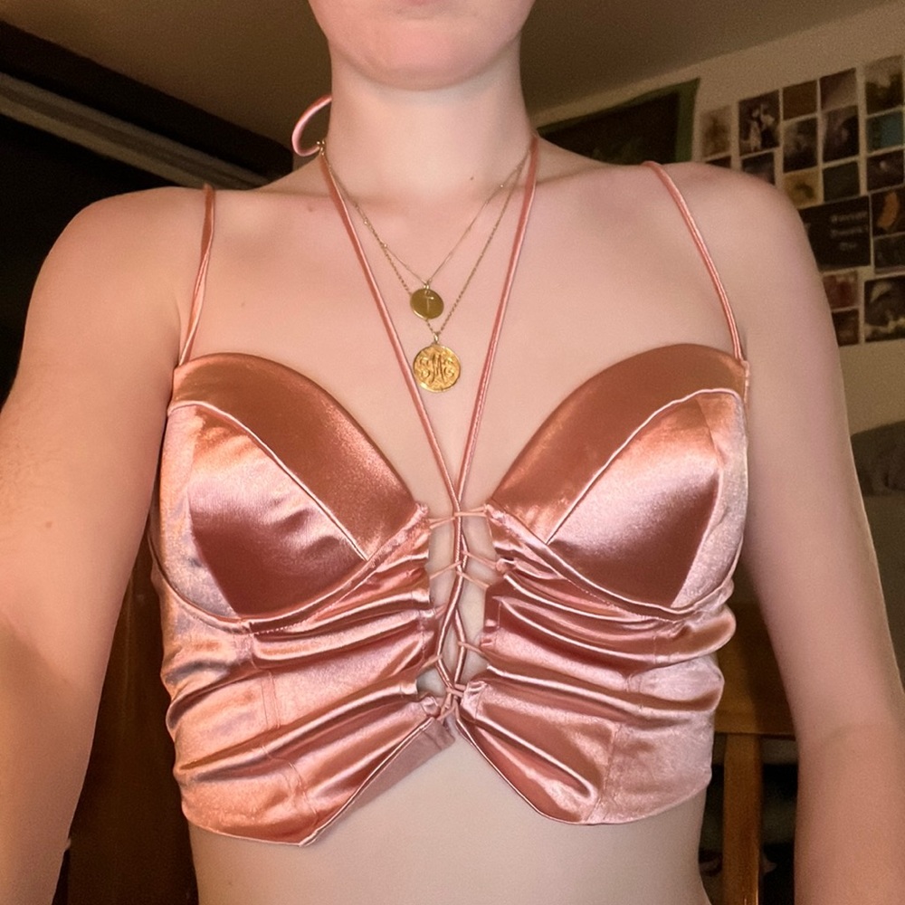 Pink Cut Put Crop Top